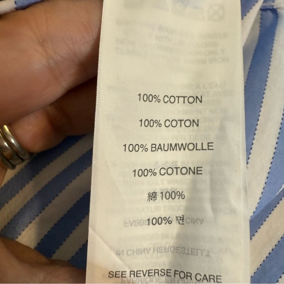 J Crew Lightweight Blue White Stripe Short Sleeve Popover V Neck Shirt Blouse MD - Picture 11 of 13